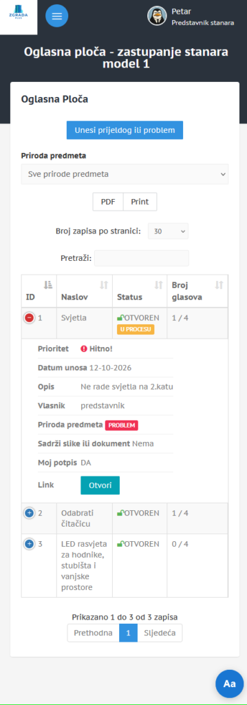 Oglasna ploca zgrada plus na mobitelu